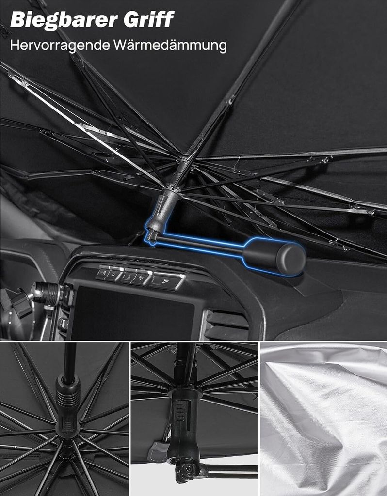 Sonnenschutz Auto Frontscheibe 140x80cm | Faltbar & 360° Drehbar