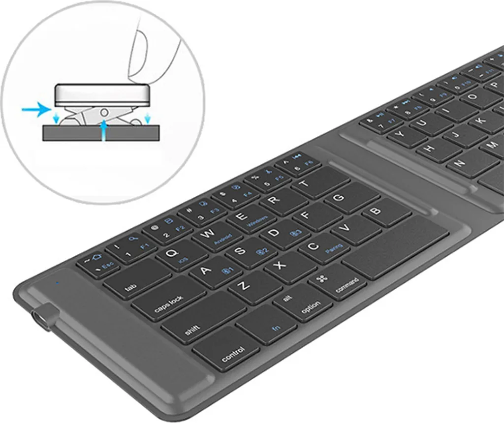 Clavier Bluetooth Tri-Fold en Cuir INF - Clavier Pliable Universel Chic