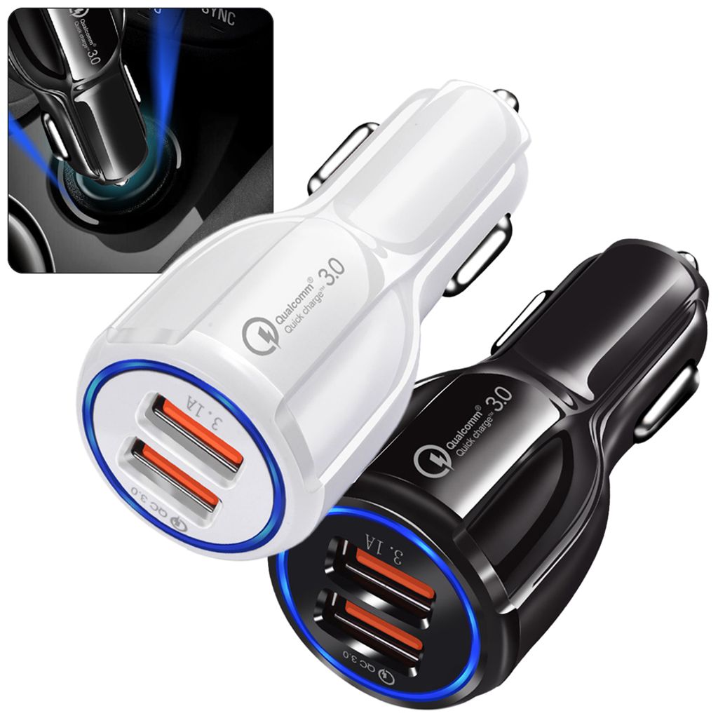 Caricabatterie Veloce da Auto con 3 Ingressi USB – Nero