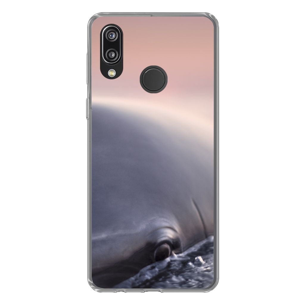 MuchoWow Handyhülle Schutzhülle Hülle für Huawei P20 Lite (2020) Delfin - Wasser - Nahaufnahme Silikon Softcase Handy Hülle - Kartenhalter