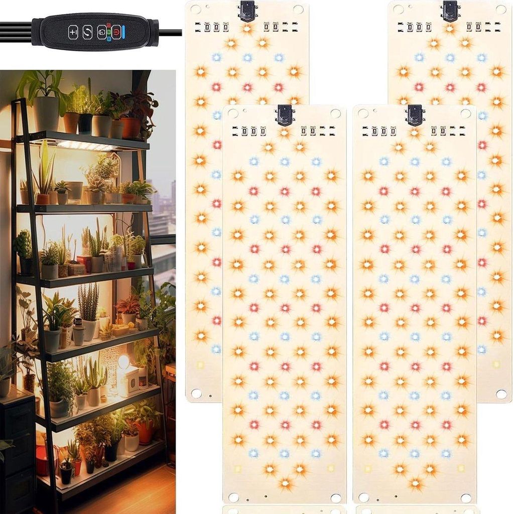 LED Pflanzenlampe Vollspektrum 316 LEDs Timer Dimmbar 4er Set