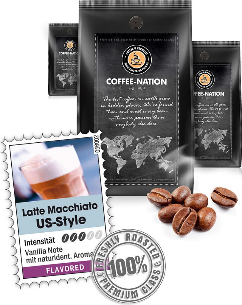 Kaffee CAFFÈ LATTE MACCHIATO von Coffee-Nation, 500g Bohnen