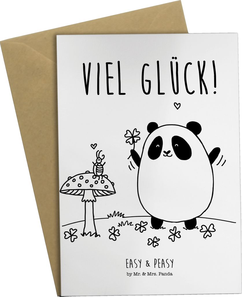 Mr. & Mrs. Panda Grußkarte Panda Glück - Weiß - Geschenk, weihnachtskarten, Grußkarten, einladungskarten, valentinstagskarte, osterkarten, dank...
