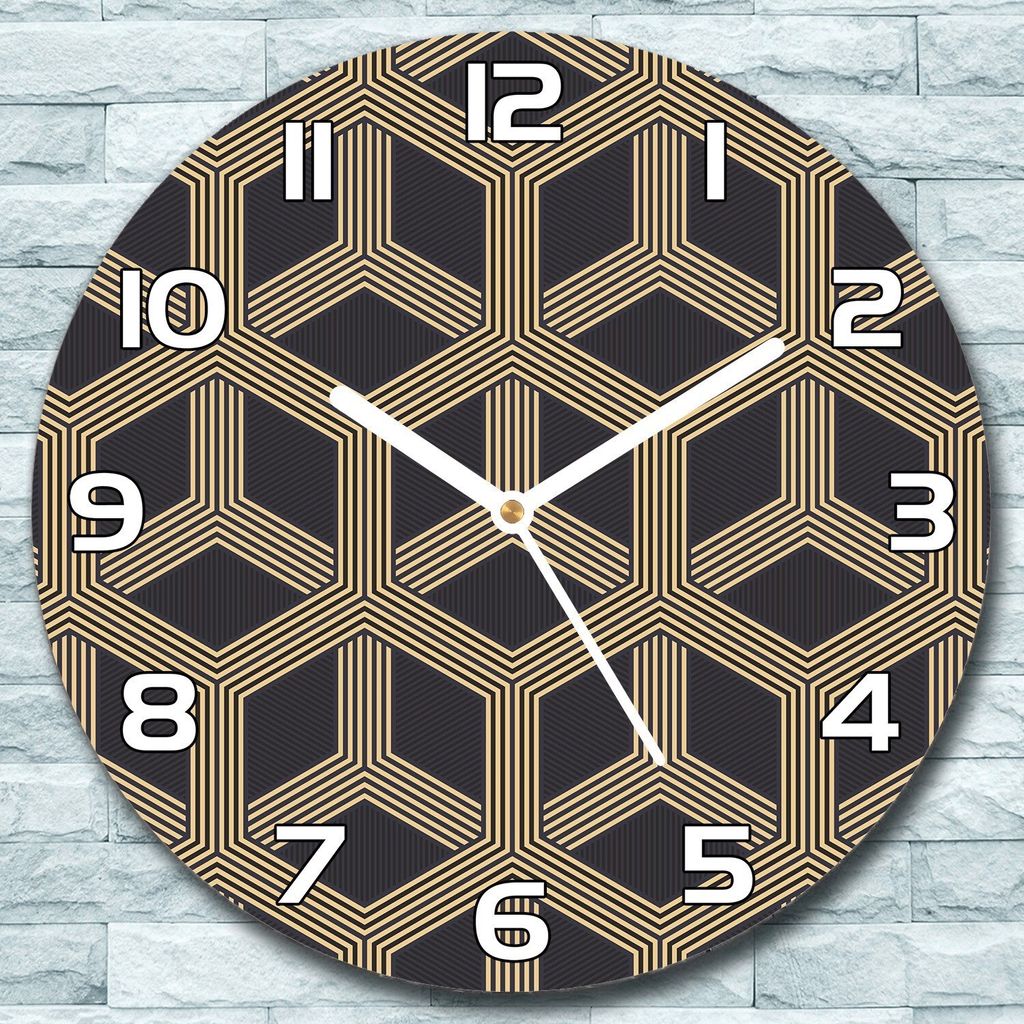 Wanduhr aus Glas Rund fi 30 Geometrisches Muster Quarz Deko Wohnzimmer Büro