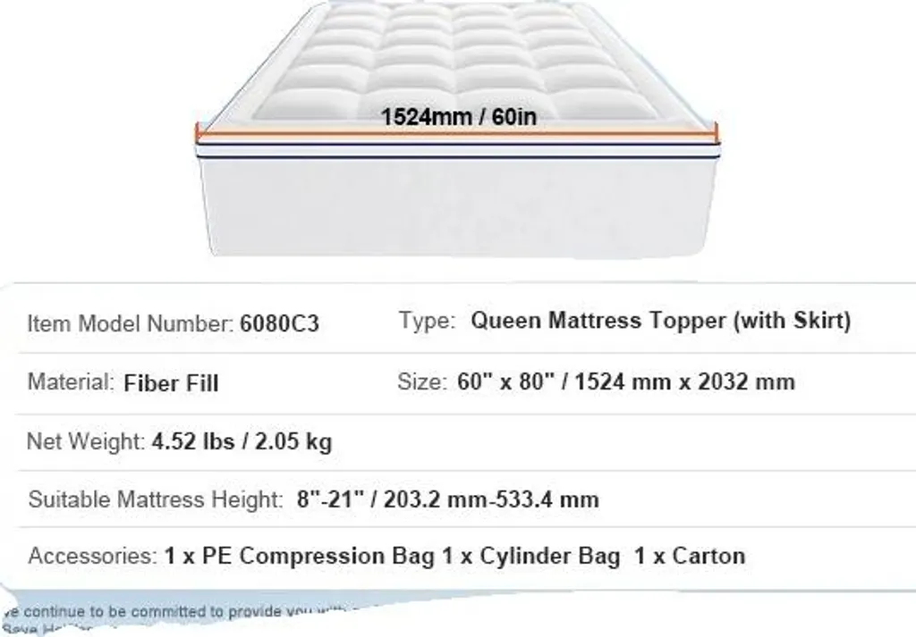 Surmatelas Anti-Chaleur 152x203 cm : Solution pour Matelas Inconfortable