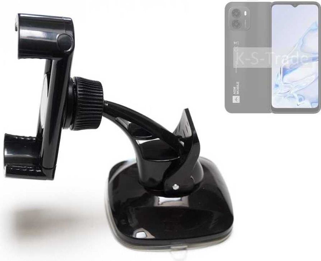 K-S-Trade kompakte Handy-Halterung Windschutzscheibe kompatibel mit AGM Note N1 Armaturenbrett schwarz Autohalterung KFZ Halter Scheiben-Halterung