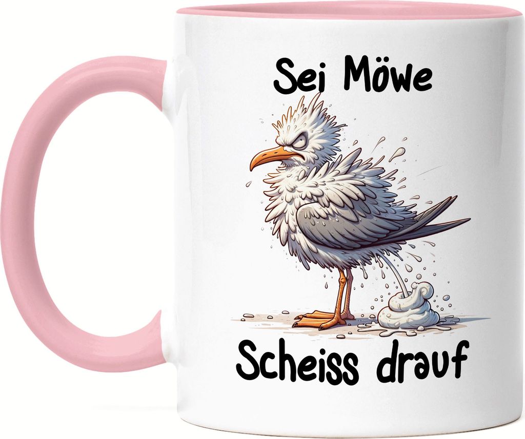 Sei eine Möwe Scheiss drauf Böse Möwe Tasse Rosa - Scheiß Drauf Einstellung