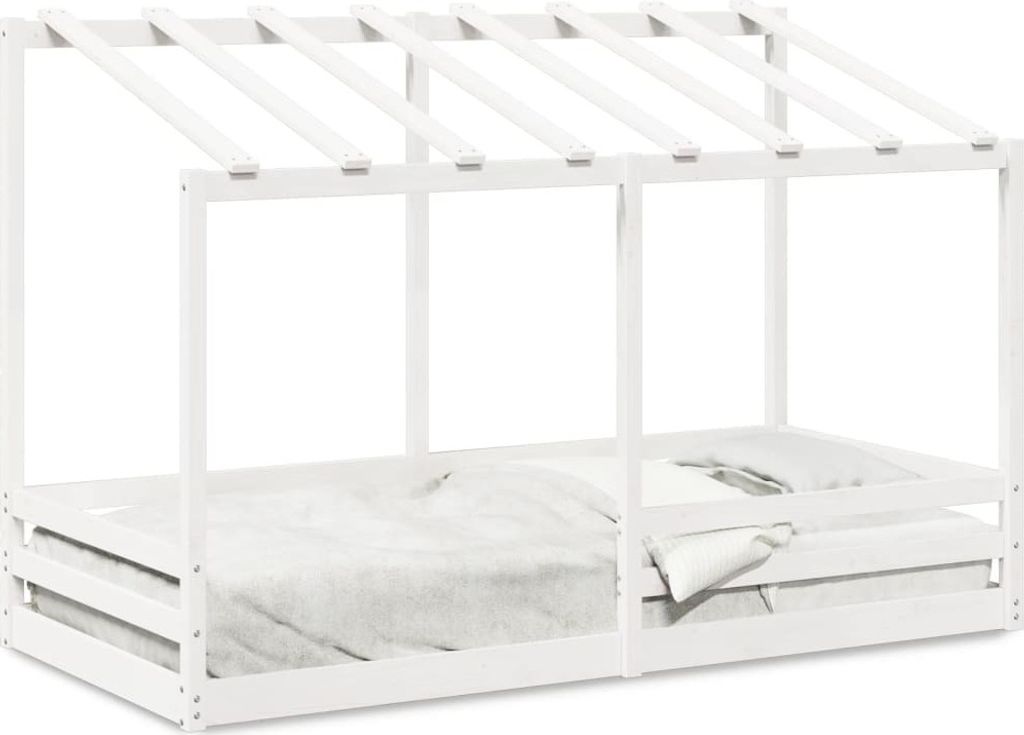 vidaXL Kinderbett mit Dach Weiß 100x200 cm Massivholz Kiefer