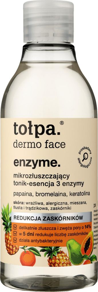 TOŁPA Dermo Gesichtsenzym-Mikro-Peeling-Tonic-Essenz mit 3 Enzymen - reduziert Mitesser, 200 ml