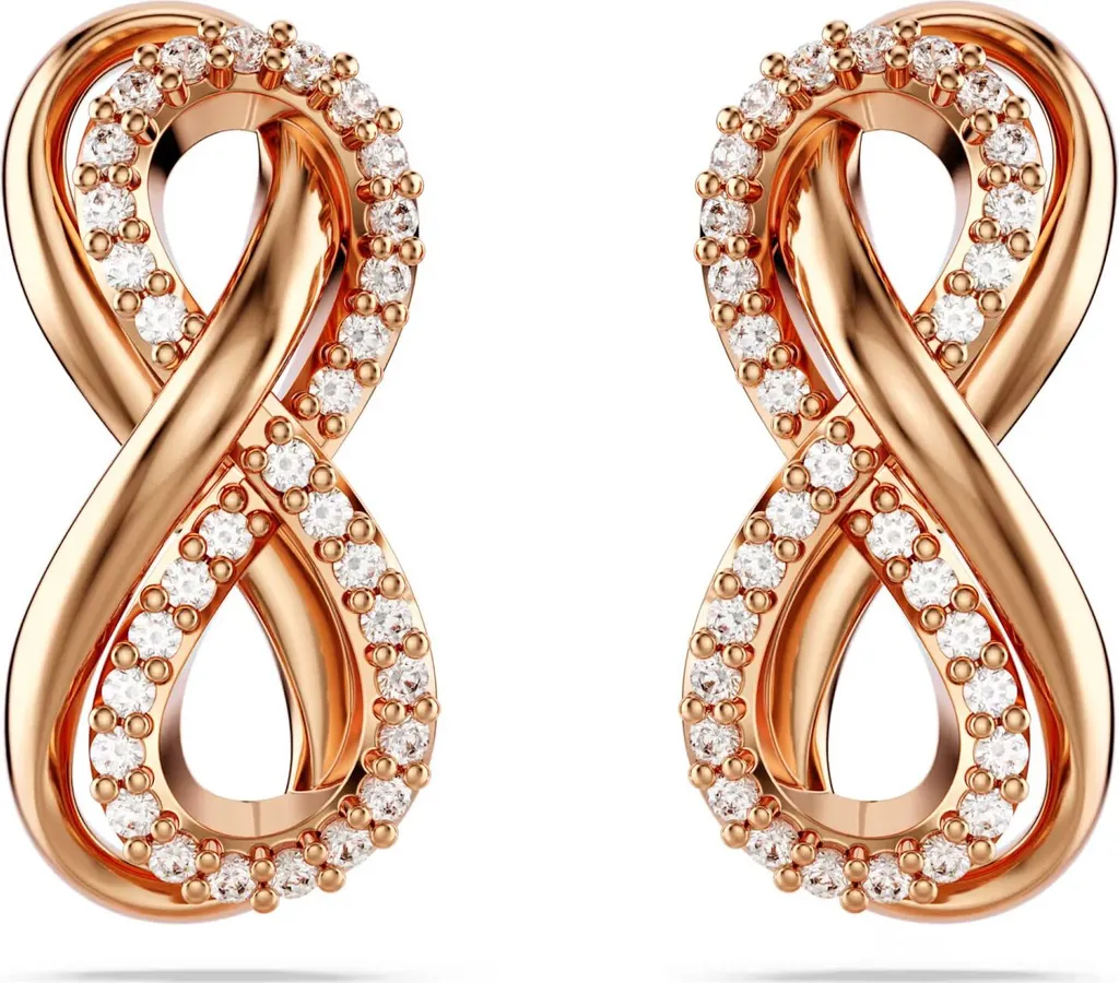 Boucles d'oreilles dormeuses Swarovski Infini Hyperbola Or rose