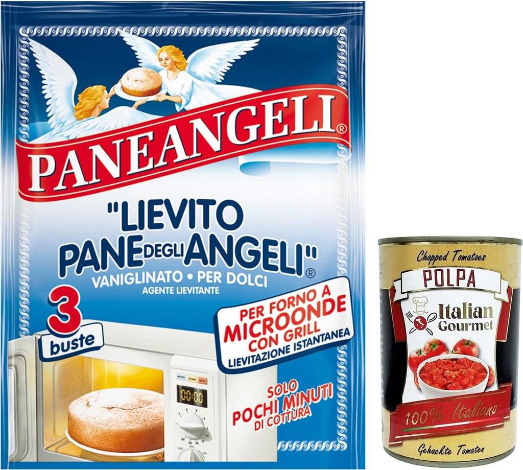 10x Paneangeli Lievito Vanigliato per Dolci Instanthefe für die Zubereitung von Desserts in der Mikrowelle,Packung mit 36g + Italian Gourmet Polpa...