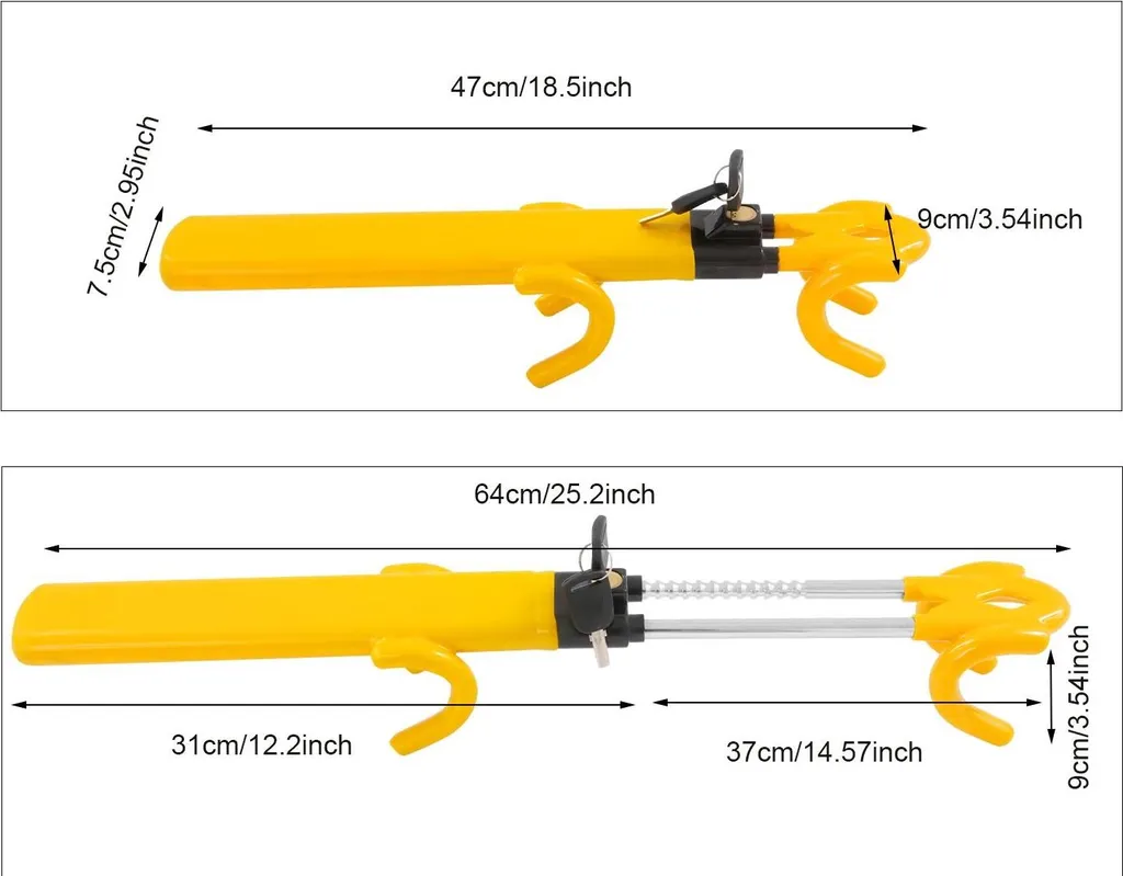 Antivol de sécurité télescopique pour voiture et utilitaire 47-64 cm