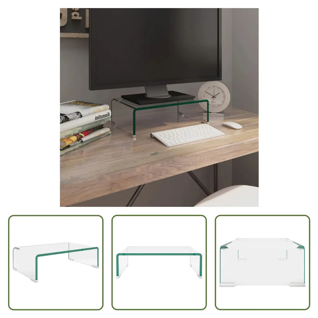 Supporto TV in Vetro Temperato 40x25x11 cm | Alzata Schermo Moderna