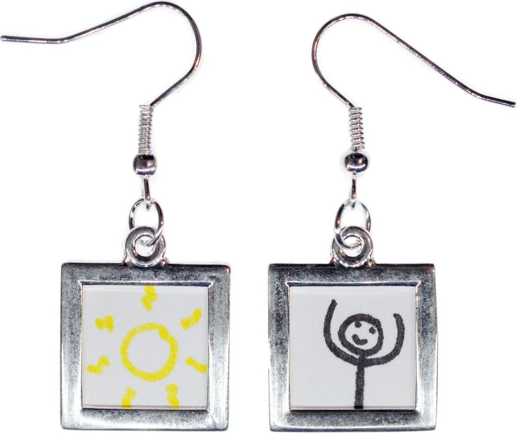 Eckige Foto Ohrringe Miniblings Hänger Do it Yourself personalisiert versilbert DIY