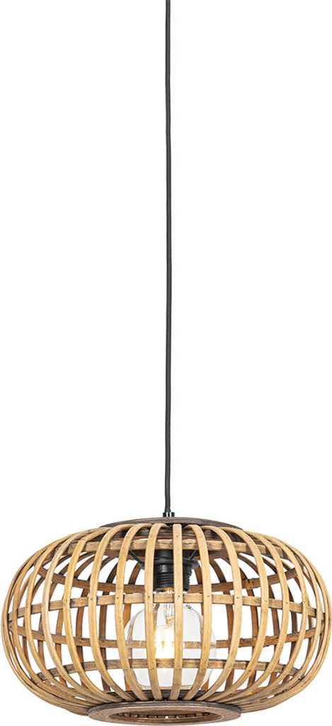 QAZQA - Orientalisch Orientalische Hängelampe I Pendellampe I Pendelleuchte Bambus 32 cm - Amira I Wohnzimmer I Schlafzimmer - Bamboo Rund - LED g...