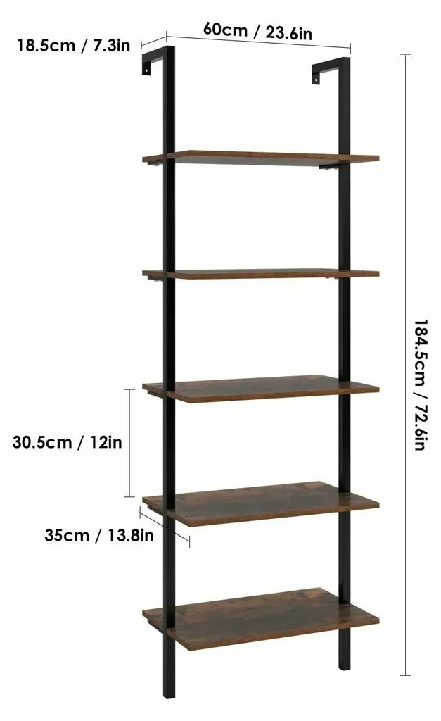 Bibliothèque XXL à barreaux 5 niveaux en bois et métal style industriel