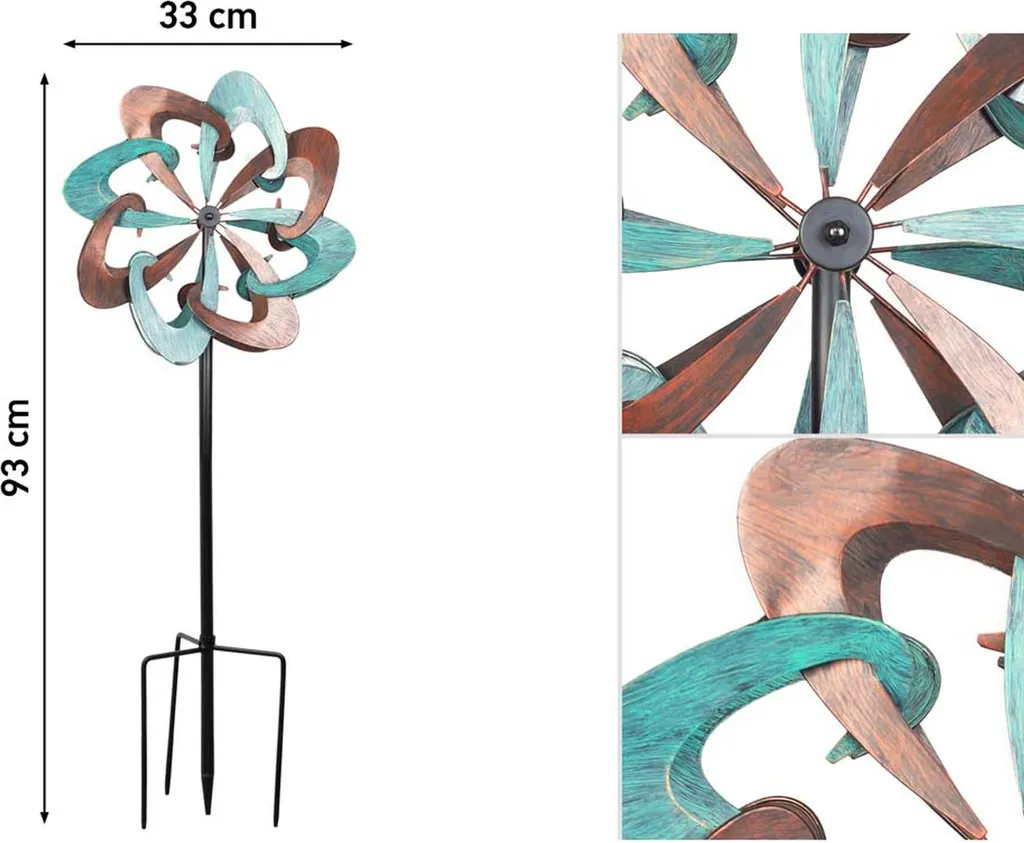 Sculpture cinétique Copper Swirl Duett en métal pour extérieur 150cm - 5