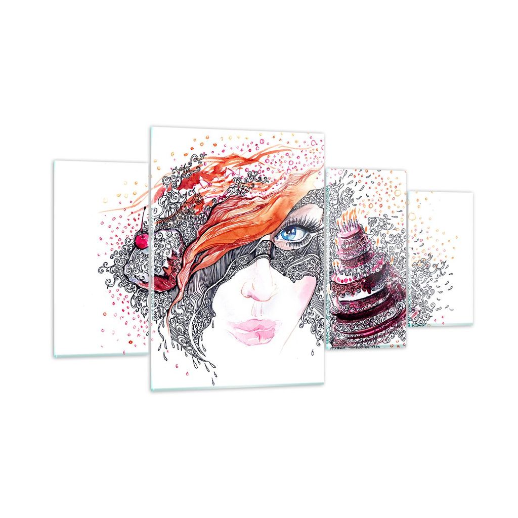 Bilder auf glas - Frau Kuchen Abstraktion Eleganz - 160x90cm - Glasbilder - Wandbilder - Kunstdruck - zum Aufhängen bereit - Wanddekoration aus Gl...