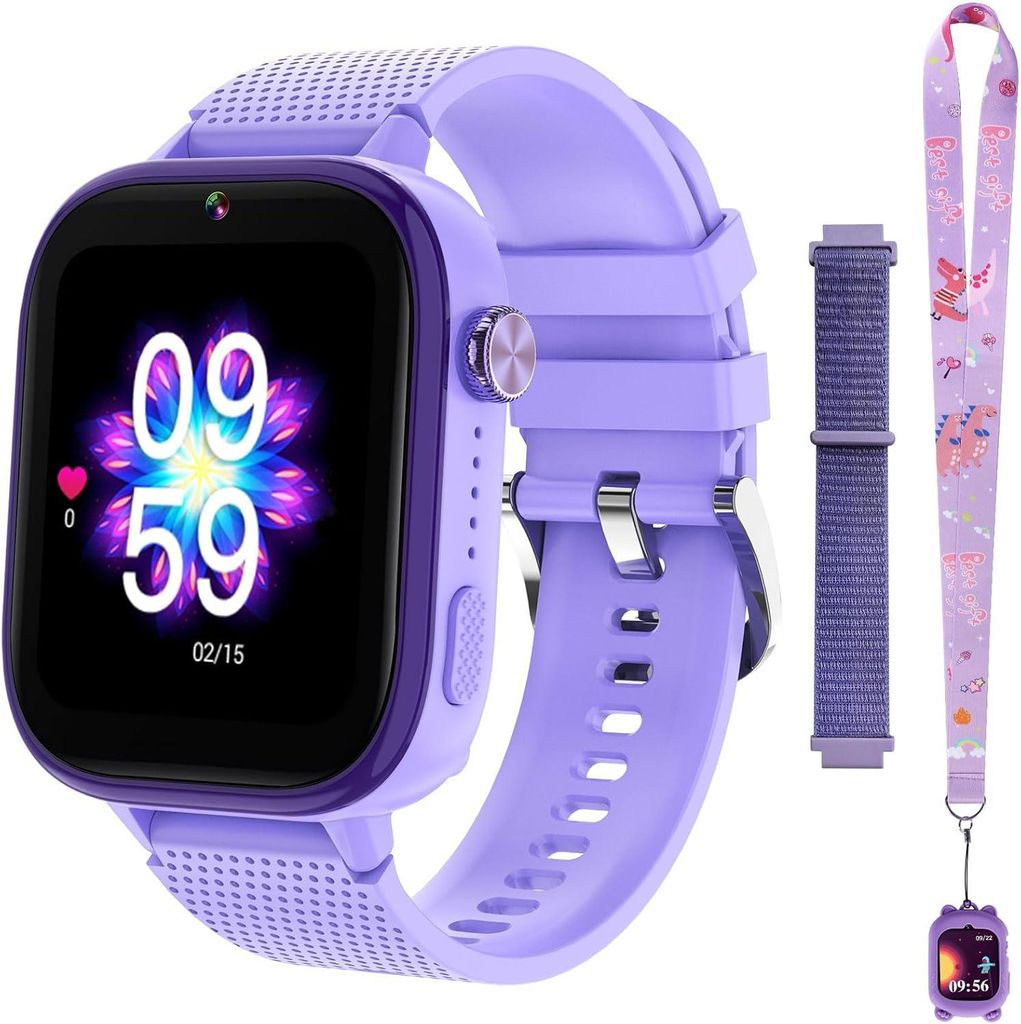 4G Kinder-Smartwatch mit Telefon und GPS, Multifunktionale Kinderuhr mit Videoanrufen, Sportmodi, Wecker, integriertem App Store