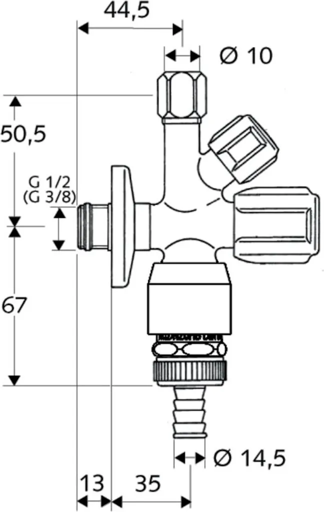 Robinet d'angle Schell combiné chromé DN 15 avec aérateur intégré - 2