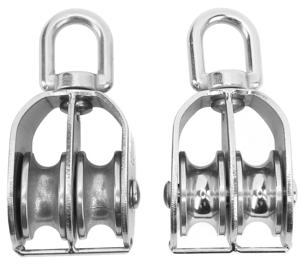 2PCS Double Pulley Block M32 Roller Wheel Edelstahl 360 Grad Rotation Pulley für Cable Lifting