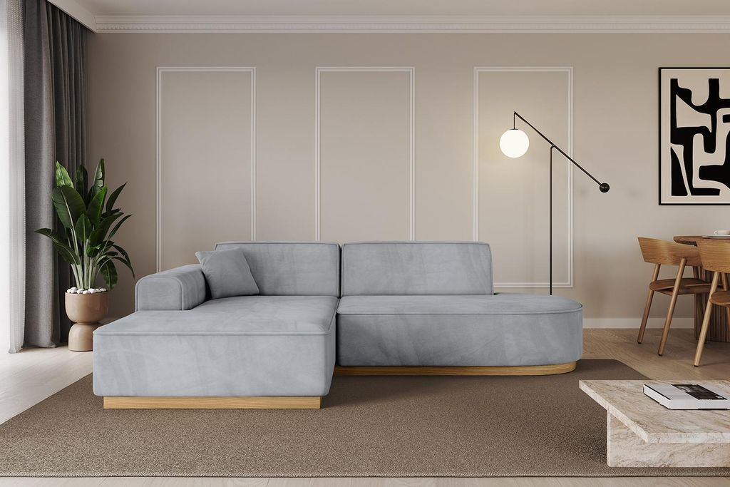 ALTDECOR Ecksofa in L-Form IREA-L1-v2 232x165x80 cm Hellgrau Corner Sofa Eckcouch Couch Wohnlandschaft Cauchsofa