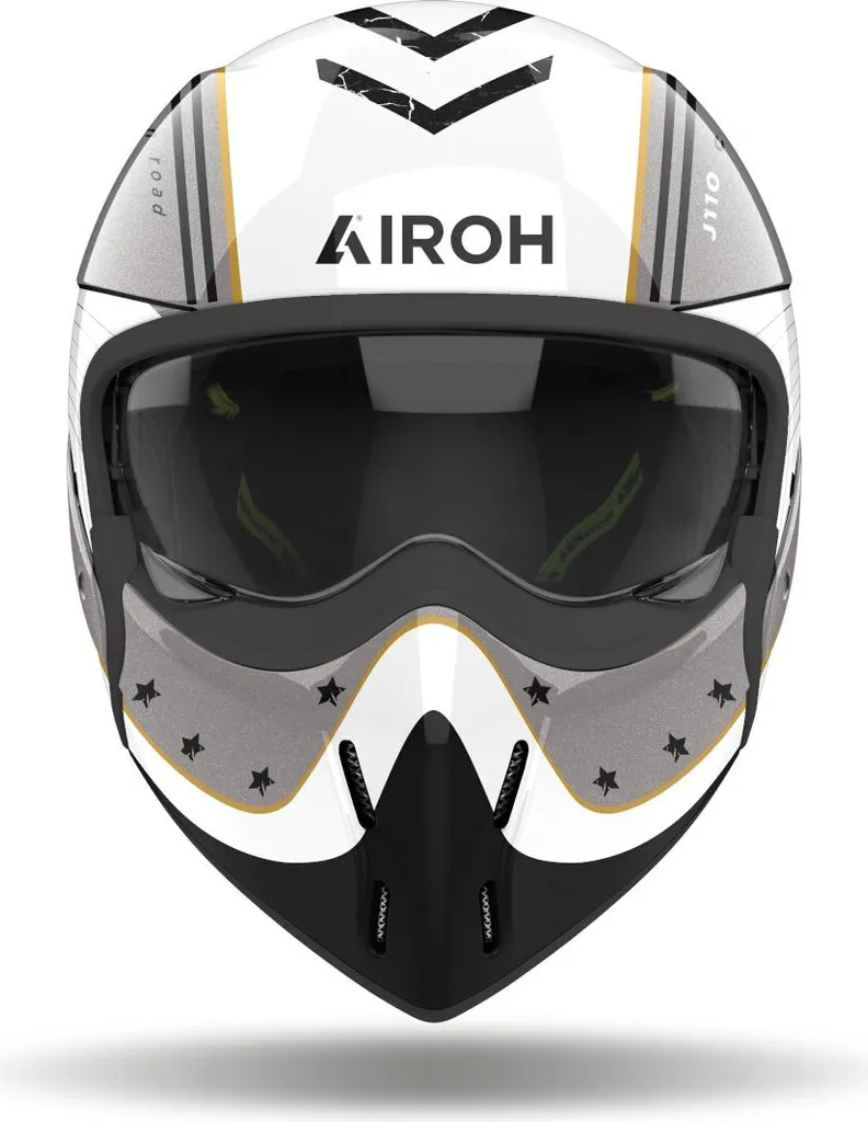 AIROH J 110 Command Blanc Or paillettes : Casque modulable confortable XL - 5