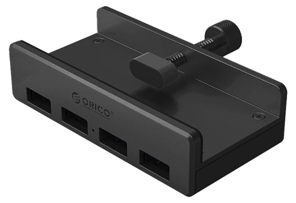 Orico MH4PU USB Hub 4 Port USB-A 3.0 mit Klemmhalterung Schwarz