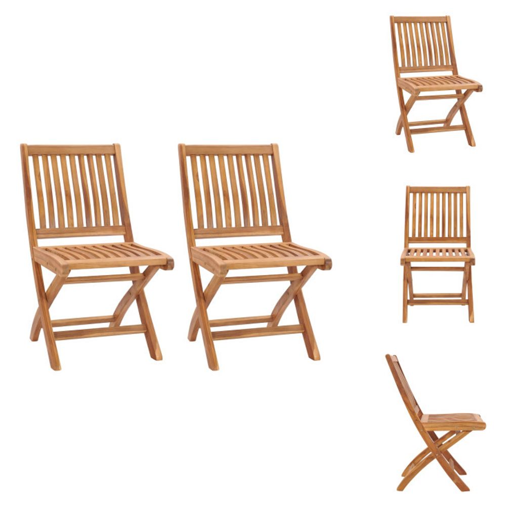 vidaXL Klappbare Gartenstühle 2 Stk. Massivholz Teak - Gartenstühle