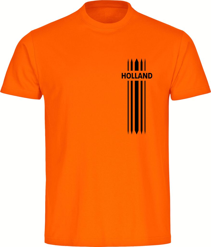 multifanshop Herren T-Shirt - Holland - Streifen, orange-1, Größe XXL