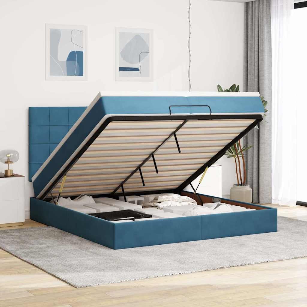 Maison Exclusive - Ottoman-Bett mit Matratzen & LED Dunkelblau 200x200 cm Samt