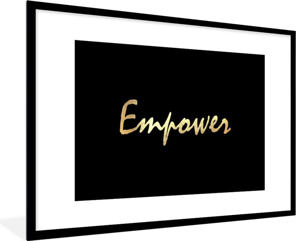 MuchoWow Gerahmtes Poster Zitat - Leistung - Gold - Schwarz 90x60 cm - Poster mit Schwarzem Bilderrahmen Wandposter Rahmen Foto Bilder - Wanddeko...