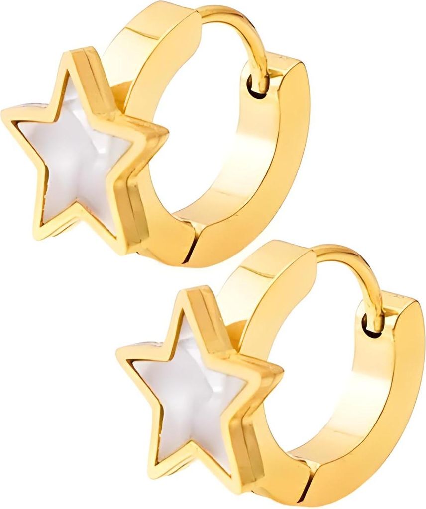 Elegante Ohrringe WS-39014 in Weiß / Gold – Sternform KP39014