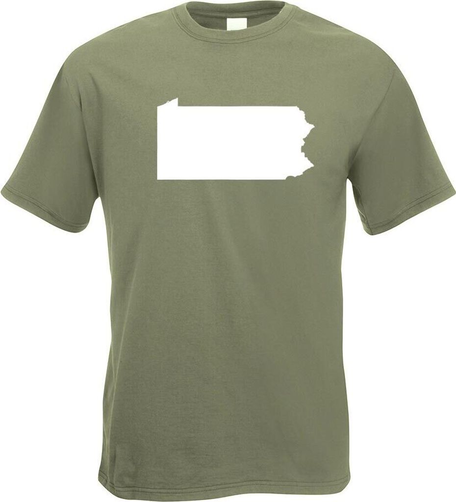 Kiwistar - T-Shirt - Olive - USA - Bundesstaat - Pennsylvania Herren Funshirt Bedruckt Design Sprüche Spruch Motive - mit Motiv Bedruckt - Funshir...