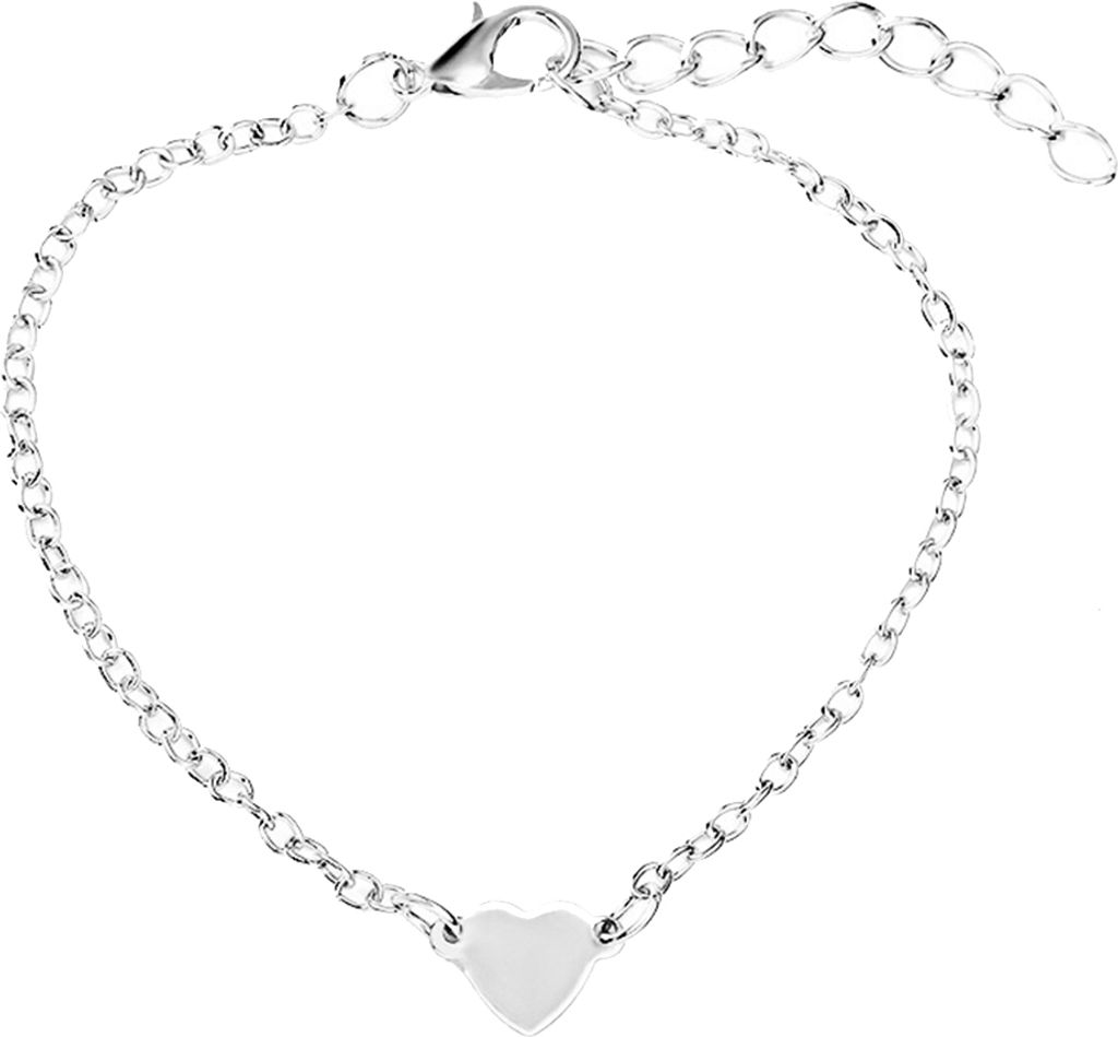 Frauen minimalistische Liebe Herz Charm Armband Armreif Schmuck Valentinstag Geschenk-Silber