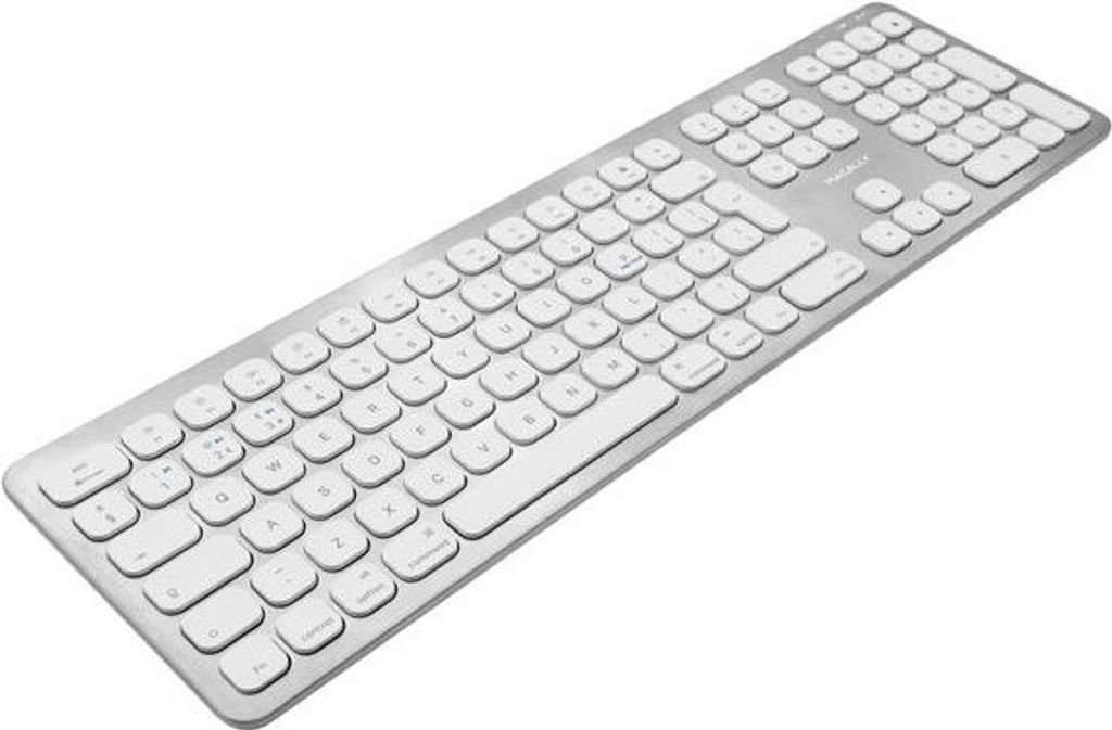Macally BTWKEYMB-UK, erweiterte Quick-Switch Bluetooth Funk-Tastatur fr Mac, PC, iOS und Android, Ziffernblock, englisches QWERTY UK Layout, Alu-De...
