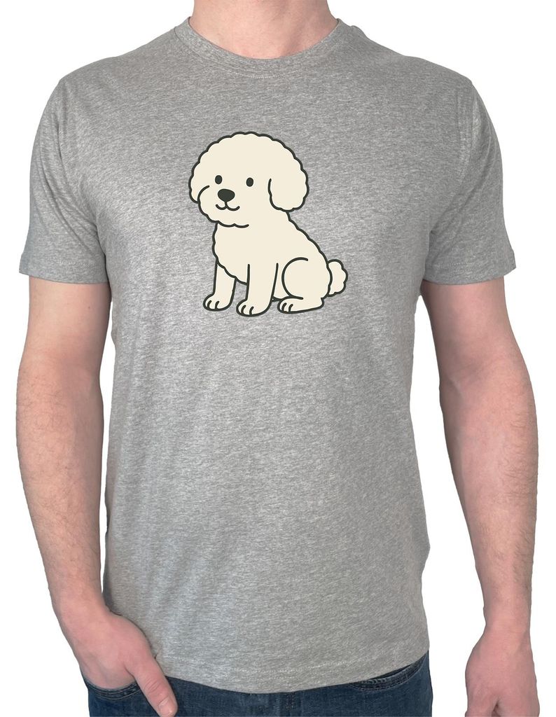 Huuraa Herren T-Shirt Bichon Frisé Comic Bichie S Sport Grey Bio Baumwolle Fairtrade Herrenshirt Geschenkidee
