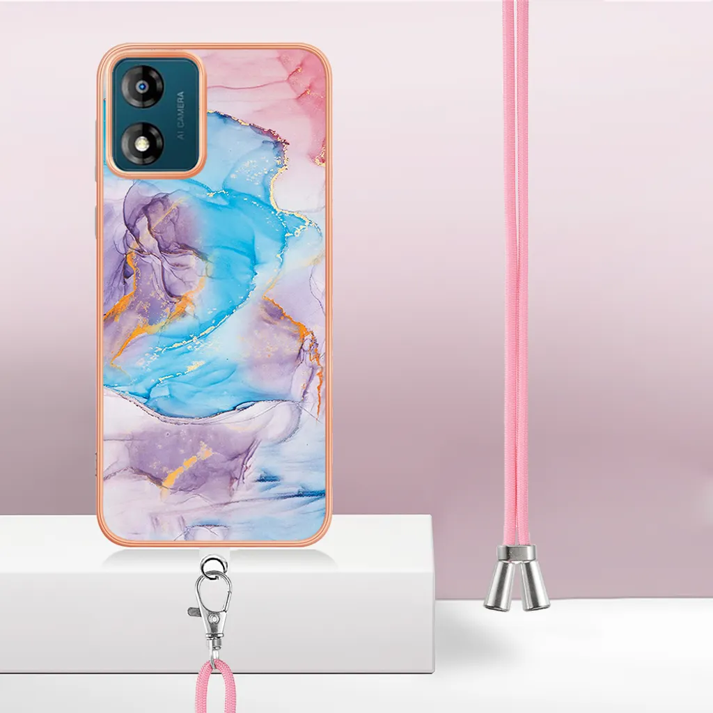 Custodia Per Motorola Moto E13 Con Laccio Tracolla Regolabile – Cover TPU Antiurto, Fantasia 'Never Stop Dreaming'
