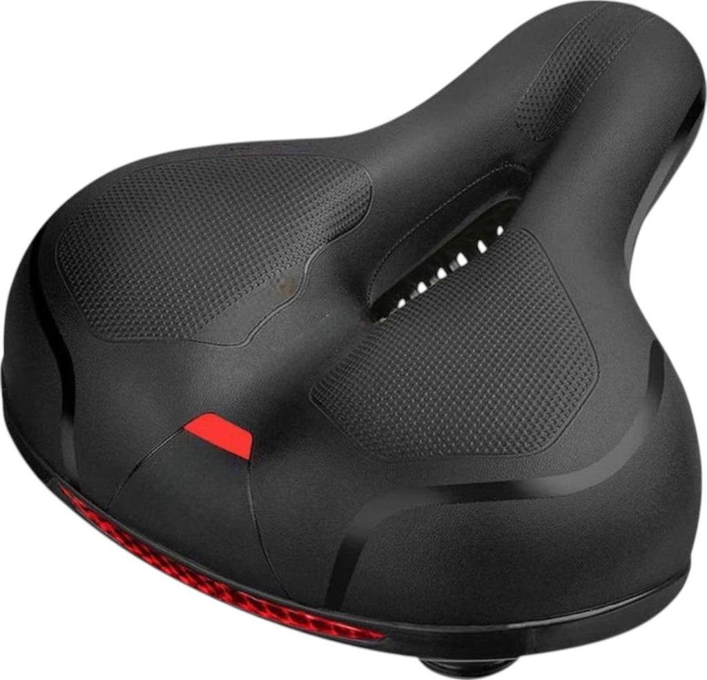 Fahrradsattel mit Stoßdämpfung und atmungsaktivem Design – Ergonomisches Sattel mit LED-Beleuchtung – Universell für Citybike, E-Bike und MT...