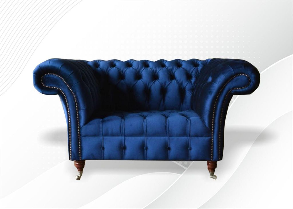 Chesterfield Sessel Textil Stoff Blau Kreative Möbel Neu Wohnzimmer Luxus Modern