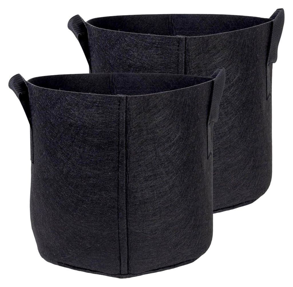2 Stück Pflanzsack aus Vliesstoff 20 Liter - 5 Gallonen - 30 x 25 cm - Pflanzenübertopf mit Tragegriffen für Garten und Gewächshaus
