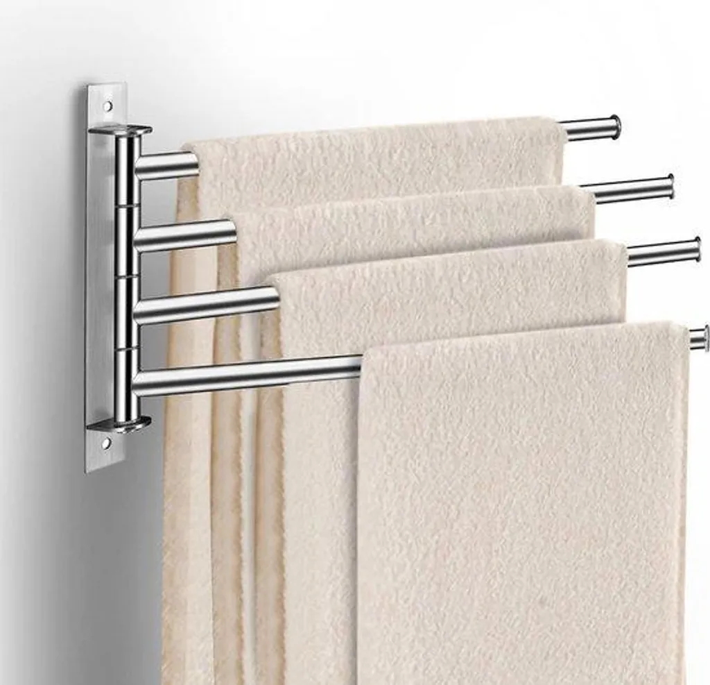 Porte-serviettes mural rouge avec 4 bras pivotants en inox de 180 cm