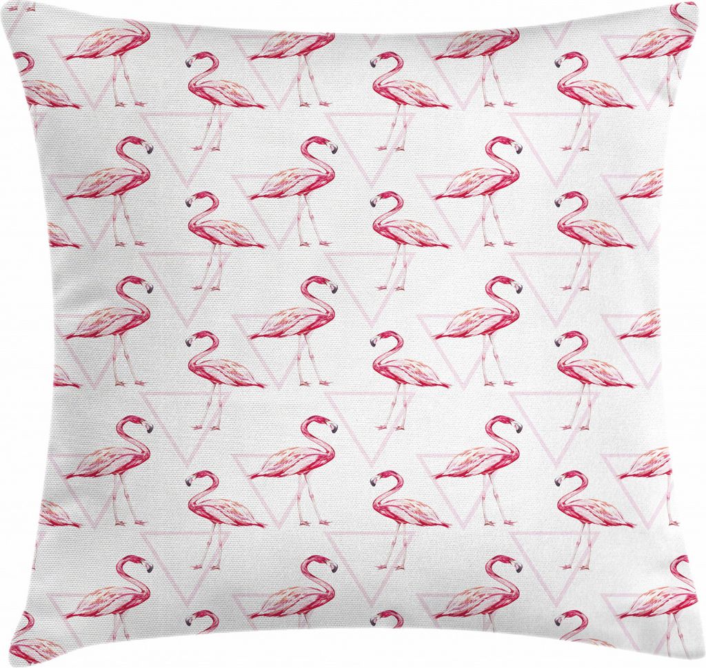 ABAKUHAUS Flamingo Kissenbezug, Geometrisch, Kissenhülle mit Reißverschluss Waschbar Farbfest Beidseitiger Druck, 45 x 45 cm, Pfirsich Weiß Rosa