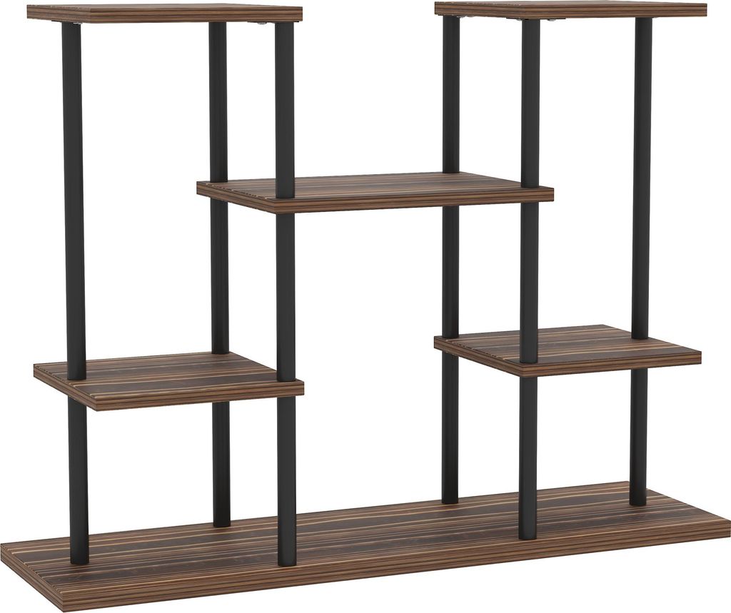 Fortuna Lai 4-Etagen Pflanzenständer, 61,5 cm hoch Blumenständer für Innen Außen, Pflanzenregal aus Holz, mehrstöckig Blumenregal, Blumentrepp...