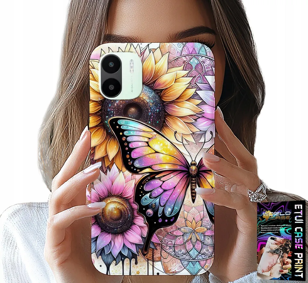 Custodia Elegante Girasole per Xiaomi Redmi A1 con Pellicola HD - 1
