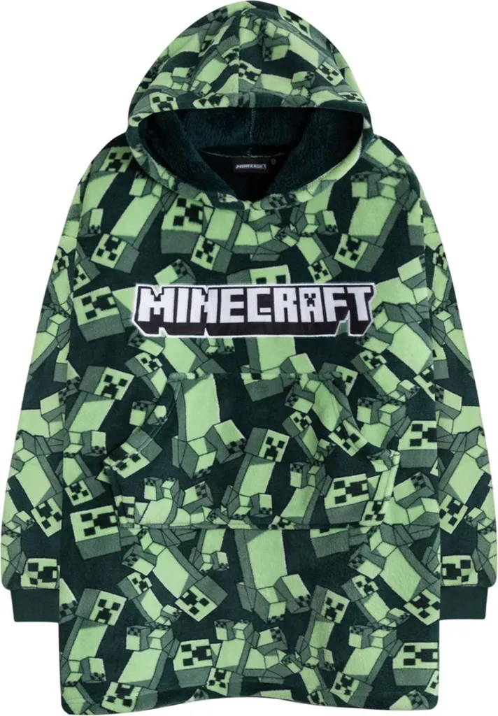 Sweat à Capuche Géant Minecraft en Polaire pour Enfant Taille Unique Vert