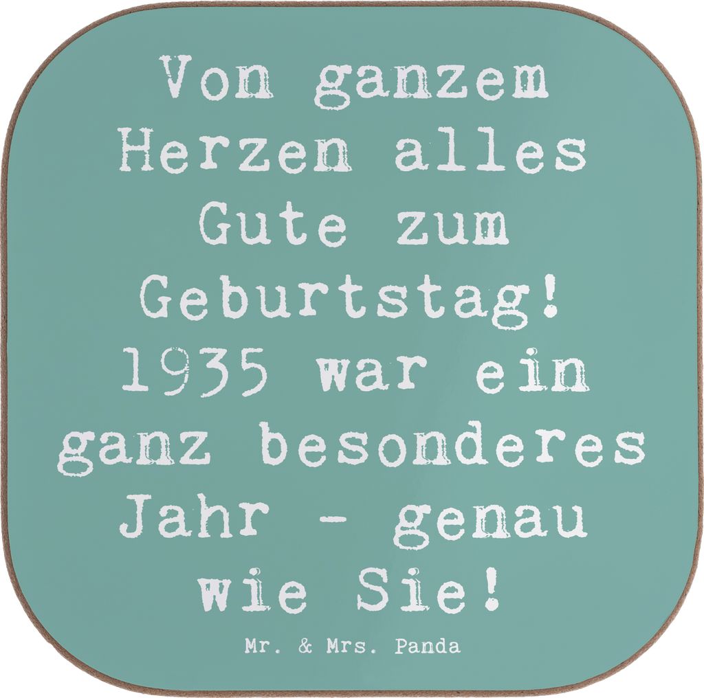 Mr. & Mrs. Panda Untersetzer Glas Spruch 1935 Geburtstag - Meeresbrise - Geschenk, Herzliche Grüße, Alter, Nostalgie, Getränkeuntersetzer, Jahrg...