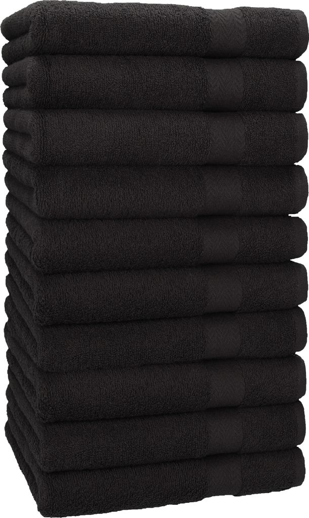 Betz 10 Stück Handtücher 50x100 cm PREMIUM 100% Baumwolle Farbe: schwarz