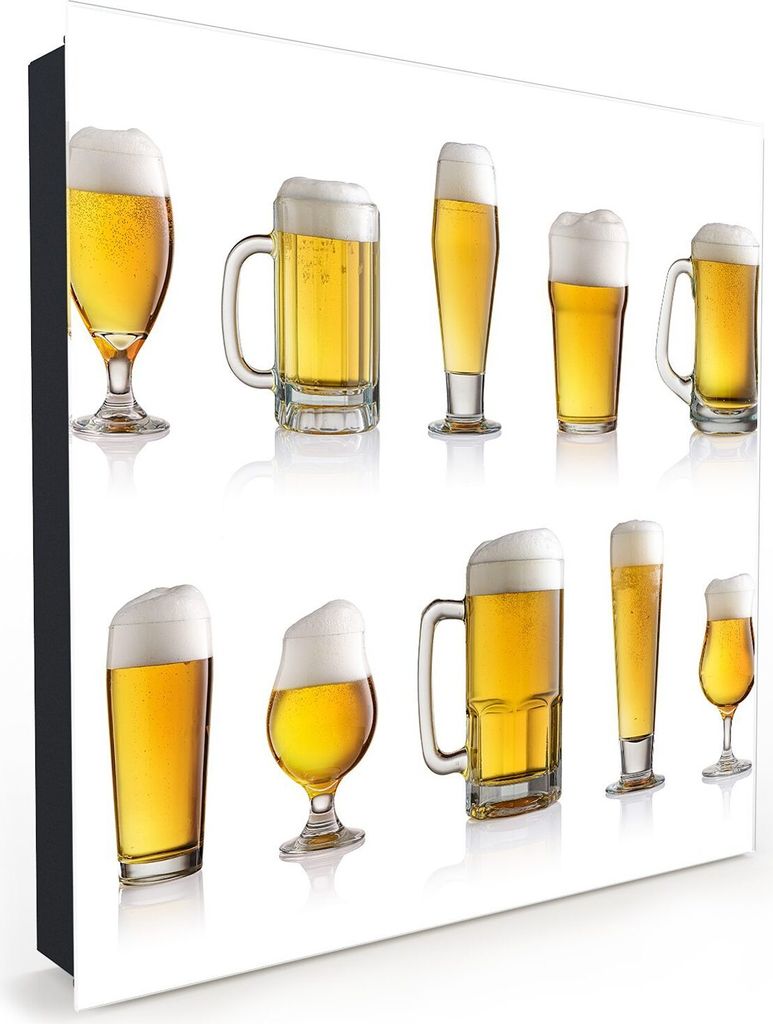 Nachbildung-Schlüsselkasten, Magnetpinnwand und Memoboard mit Glasfront Motiv Sammlung von Biergläser