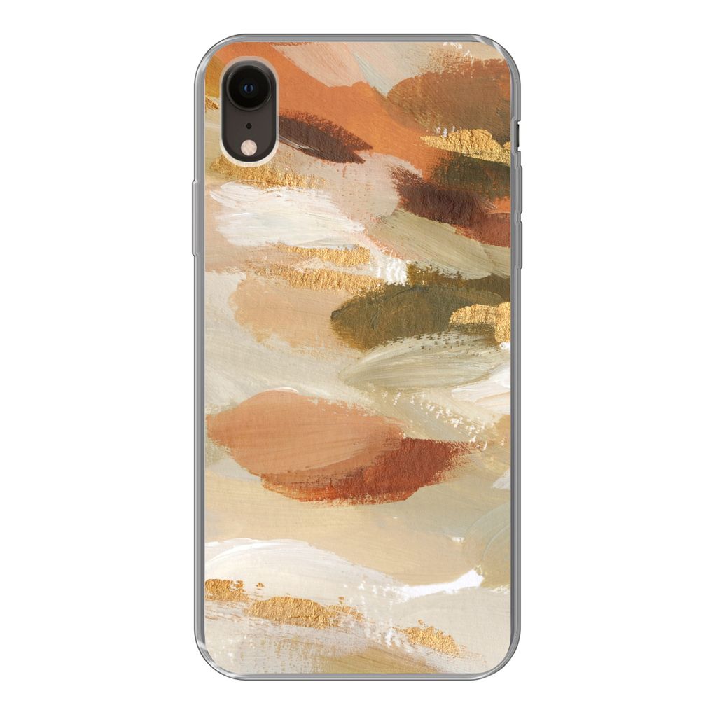 MuchoWow Handyhülle Schutzhülle Hülle für iPhone XR Farbe - Gold - Braun Silikon Softcase Handy Hülle - Schutzdeckel